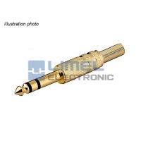 JACK Zástrčka 6,3mm Stereo KOVOVÁ pozlátená na kábel